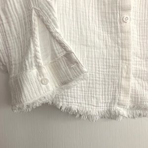 Cloth and stone white crinkle gauzy long sleeve button down Anthropologie